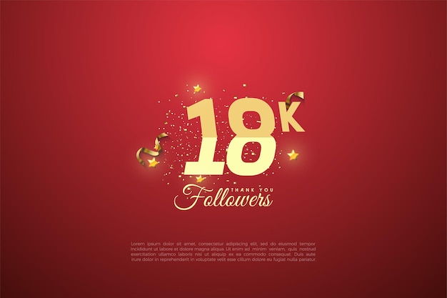18k seguidores con ilustración de números graduados