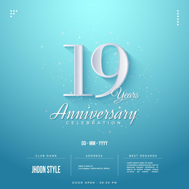 19 aniversario con números elegantes