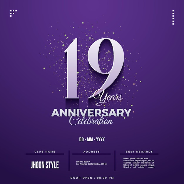 19 aniversario sobre fondo blanco brillo