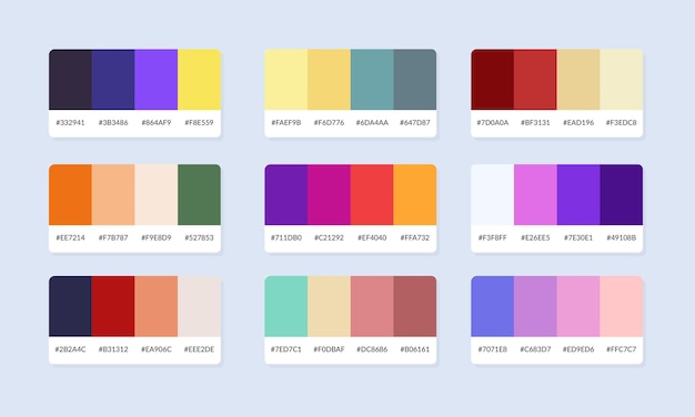 19 muestras del catálogo de la paleta de colores Pantone Muestra de color Conjunto de pancartas de paleta de color abstractas