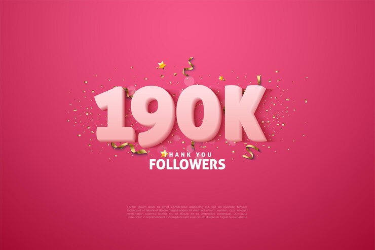 Vector 190.000 seguidores con números blancos suaves