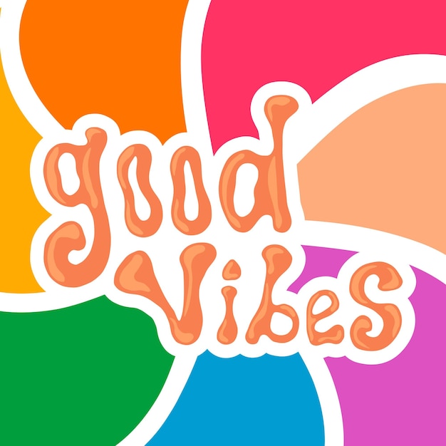 1970 buenas vibraciones colorido vector clipart ilustración