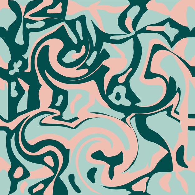 1970 Remolino ondulado Patrón sin costuras en colores naranja y rosa Estilo de los años setenta Papel tapiz de fondo Groovy