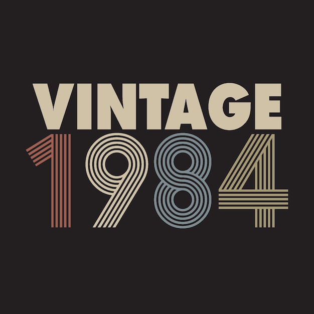 1984 vector vintage retro camiseta diseño fondo negro