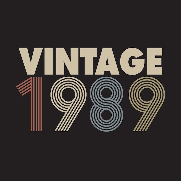 1989 vector vintage retro camiseta diseño fondo negro