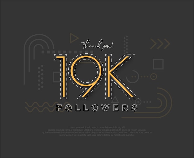 19k seguidores simples y únicos con números y líneas finas.