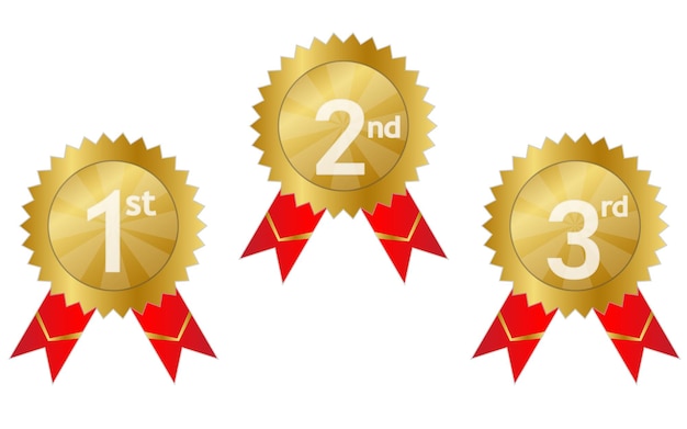 1o 2o 3o lugar medalla segundo tercer premio ganador insignia garantía de premio ganador símbolo de la cinta