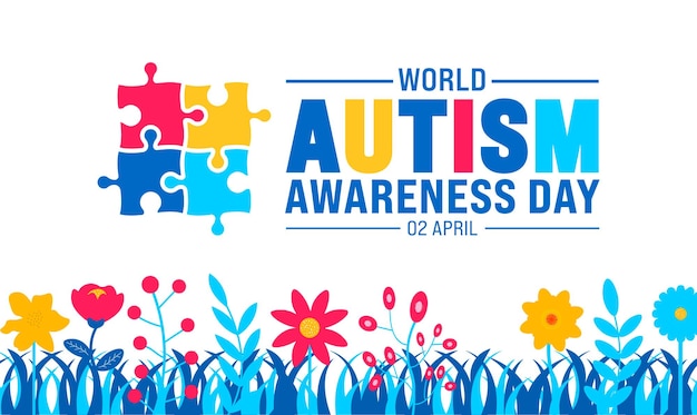 2 de abril Día Mundial de Concienciación sobre el Autismo colorido Icono de rompecabezas pancarta o plantilla de diseño de fondo