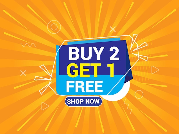 2 Compra 1 Banner Gratuito Ofrecimiento especial Banner Gran venta Venta Banner Banner Diseño plantilla