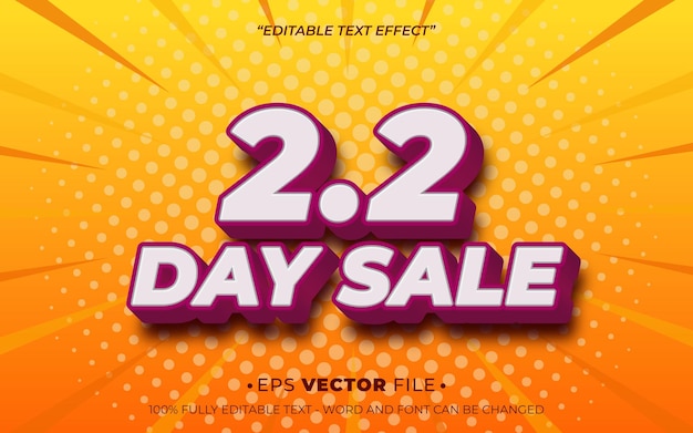 2 días de compras efecto de texto 3D vector editable