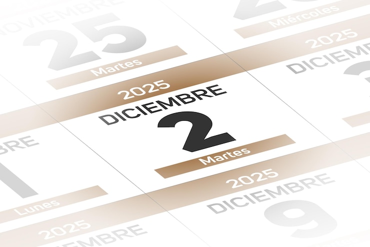 Vector 2 de diciembre de 2025 ano ilustracion del dia calendario español