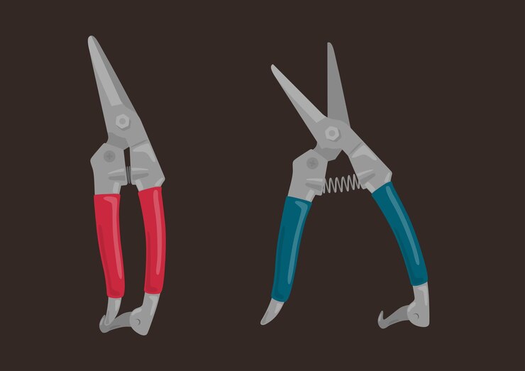 Vector 2 hojas de metal plateado tijeras de corte cizallas ilustración vectorial