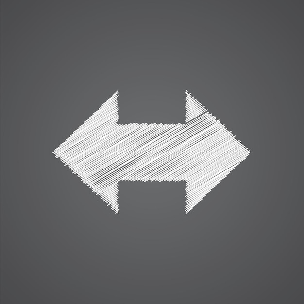 2 icono de doodle de logo de dibujo de flecha lateral aislado sobre fondo oscuro