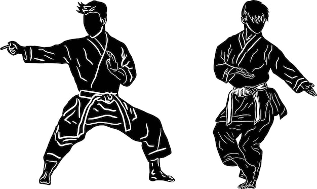 2 ilustración del icono de vector de silueta de logotipo de karate realmente bueno para icono y logotipo