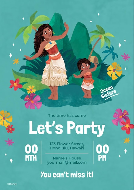 2 Invitación a la fiesta Moana Luau