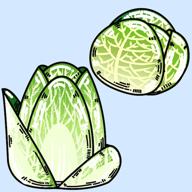 2 verduras en estilo de dibujos animados