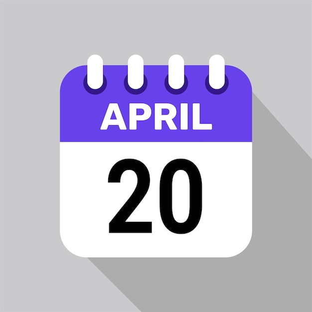 20 de abril icono de calendario página de texto diseño web mensual