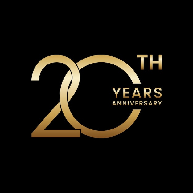 20 aniversario Diseño de logotipo de aniversario de oro Plantilla de vector de logotipo