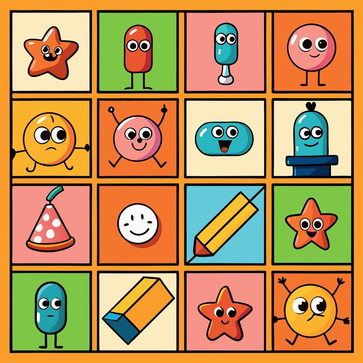 Vector 20 artículos en una cuadrícula de 5 x 4