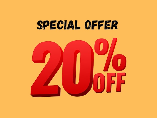 20 por ciento de descuento en el cartel de la oferta