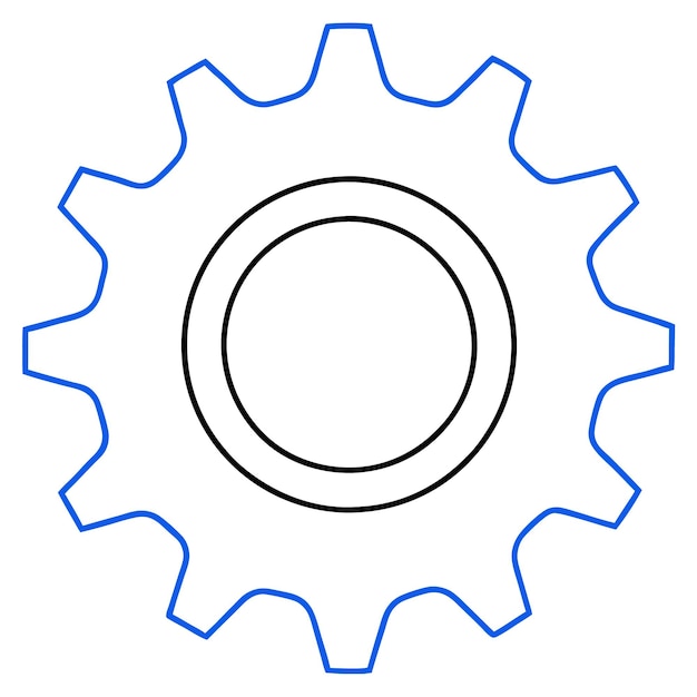 20 Cog Blue Cogwheel Contorno de la línea de arte Vector