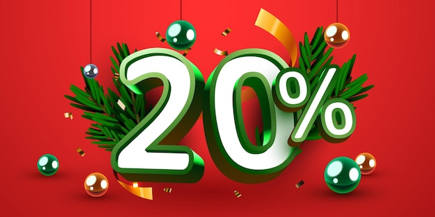 20% de descuento Composición creativa Feliz Navidad y Feliz Año Nuevo Banner de venta y