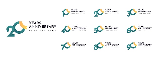 20 Diseño de plantillas vectoriales de aniversario de 30 a 90 años
