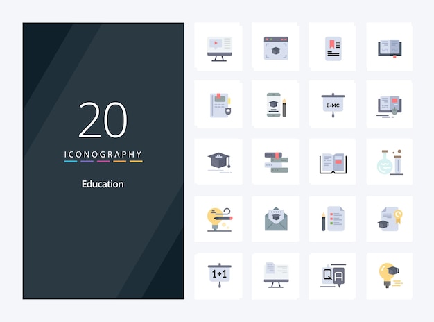 20 educación icono de color plano para la presentación