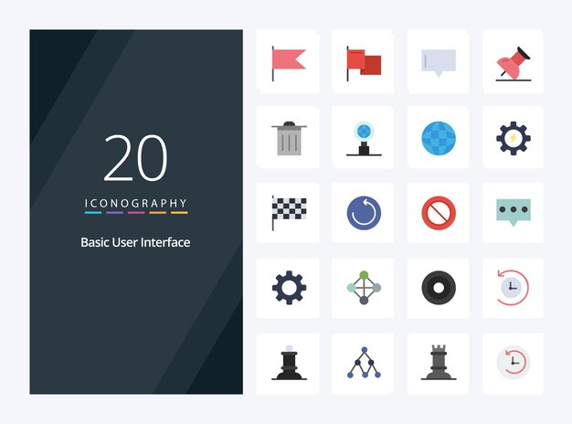 20 Icono básico de color plano para presentación Ilustración de iconos vectoriales