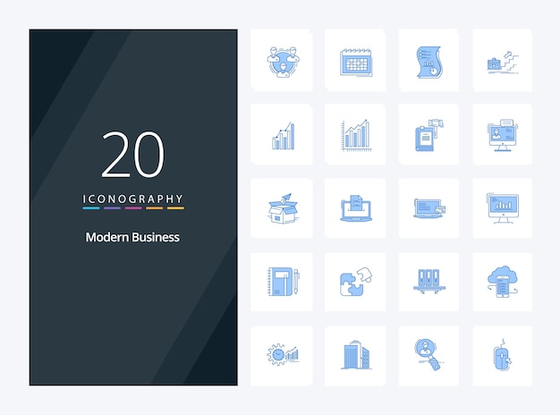 20 Icono de color azul empresarial moderno para presentación Ilustración de iconos vectoriales
