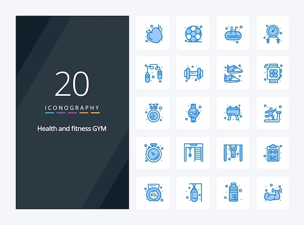 20 Icono de color azul gimnasio para presentación Ilustración de iconos vectoriales