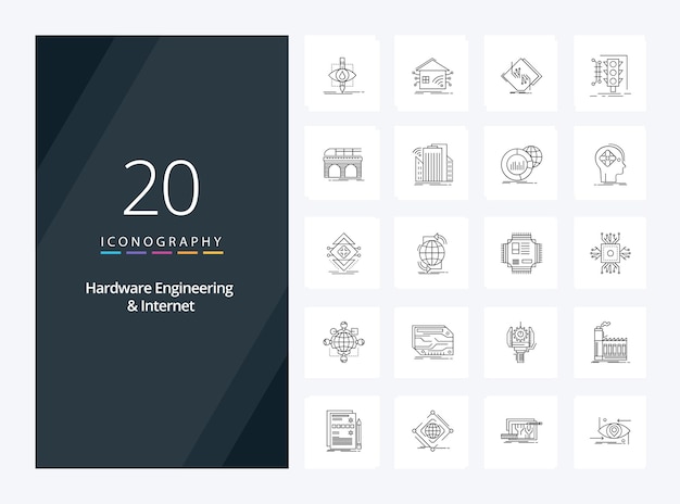 20 Icono de esquema de ingeniería de hardware e Internet para presentación