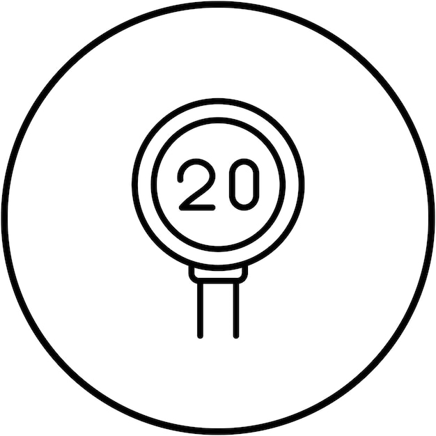 20 Icono vectorial de límite de velocidad Puede utilizarse para el conjunto de iconos de señales de tráfico
