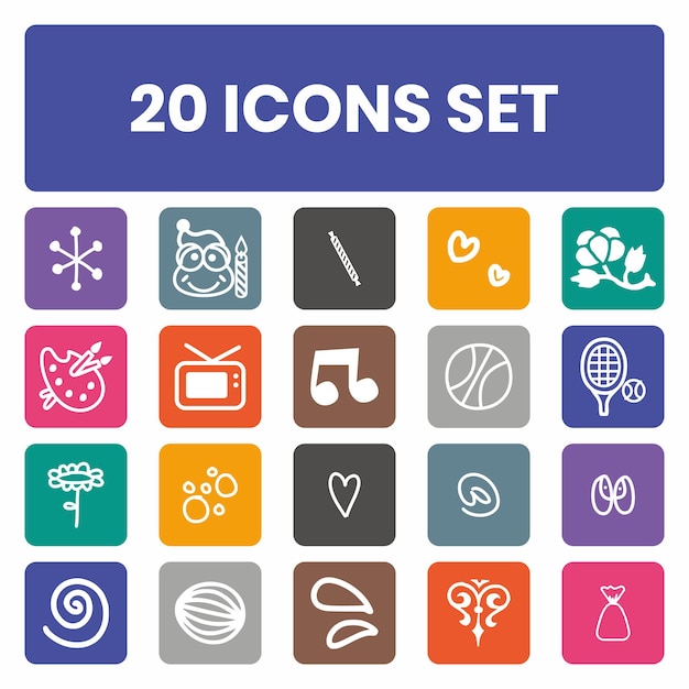 20 íconos completos en azul