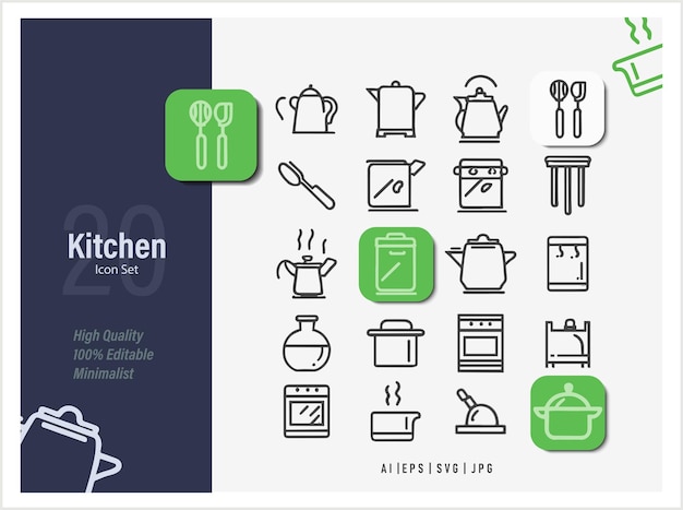 20 juegos de iconos de cocina