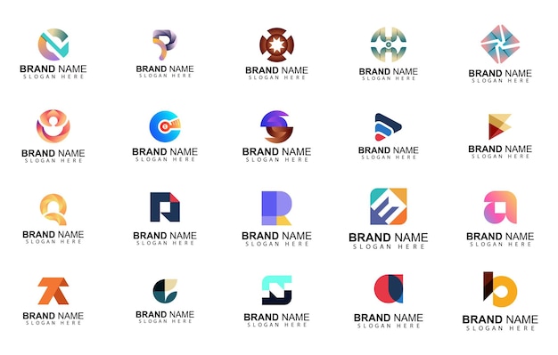 Vector las 20 mejores plantillas de logotipos abstractos diferentes