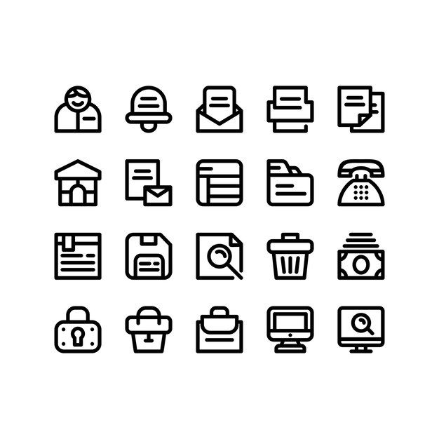 20 paquetes de iconos de línea de negocios premium
