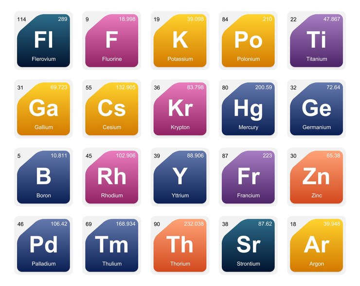 Vector 20 tabla preiodica de los elementos icon pack design vector illustration