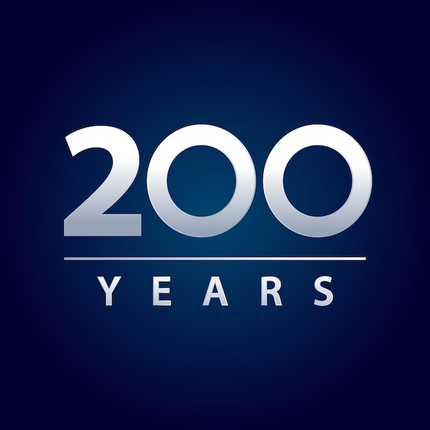 200 años gradiente azul y plateado para eventos de celebración aniversario