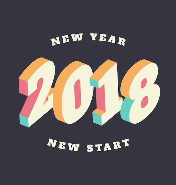 2018 - diseño de saludo de año nuevo caligráfico - tipografía 3D