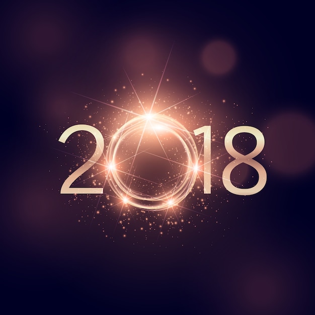 2018 feliz año nuevo brilla diseño de fondo