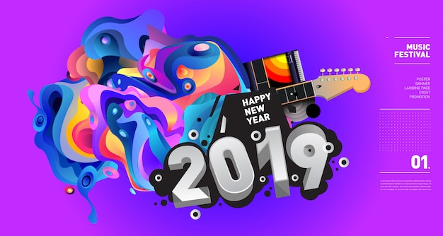 2019 año nuevo ilustración festival de música