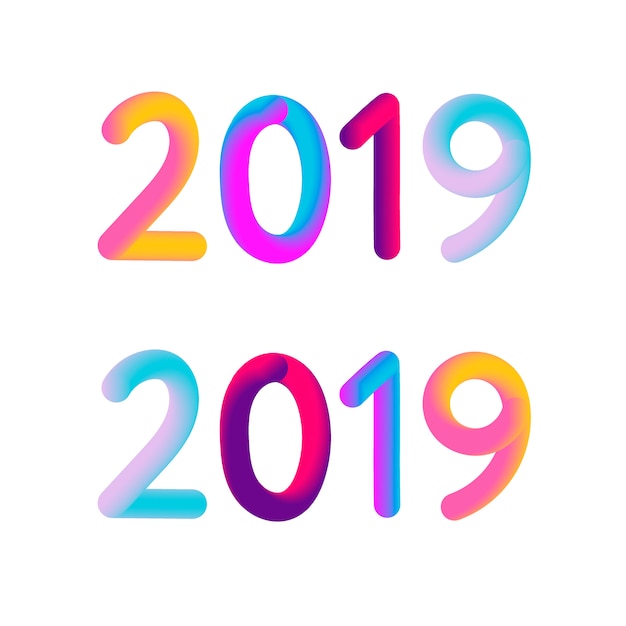 2019 año nuevo tarjeta 3D Banner Vector ilustración diseño