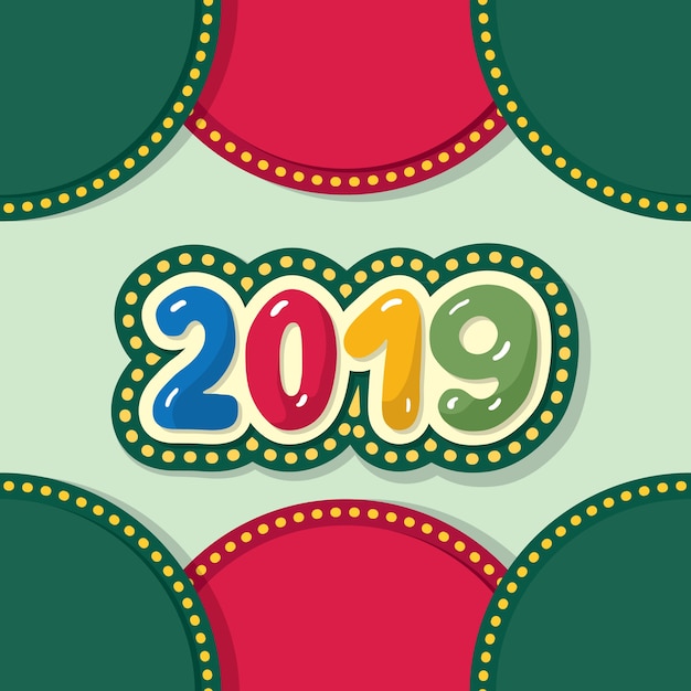 2019 feliz año nuevo colorido diseño retro