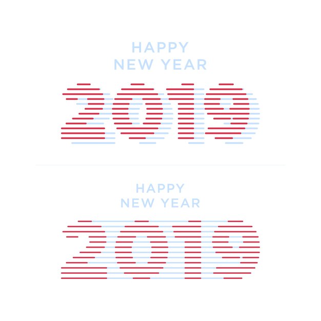 2019 Feliz año nuevo. Números de estilo minimalista.