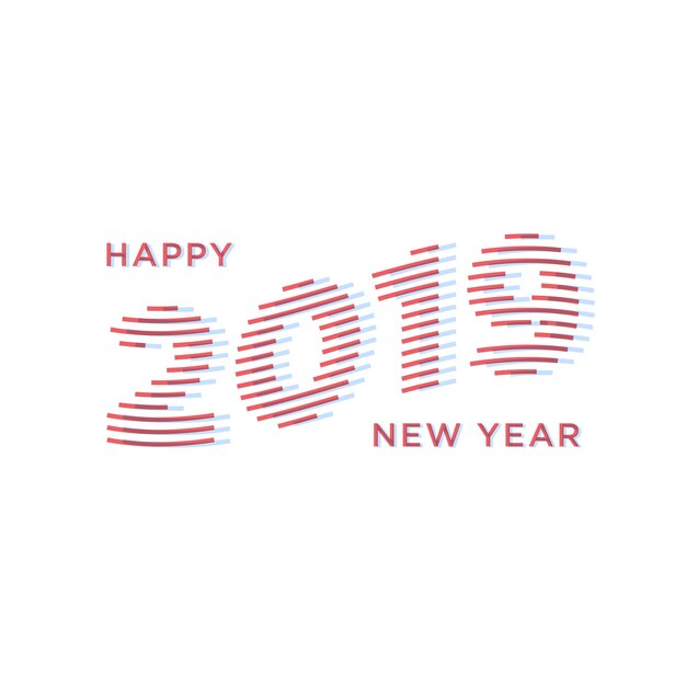 2019 Feliz año nuevo. Números de estilo minimalista.