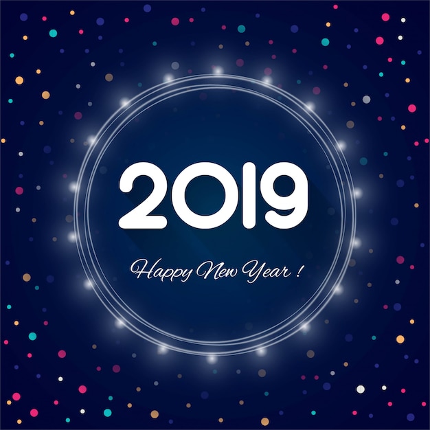 2019 feliz año nuevo texto colorido fondo brillante