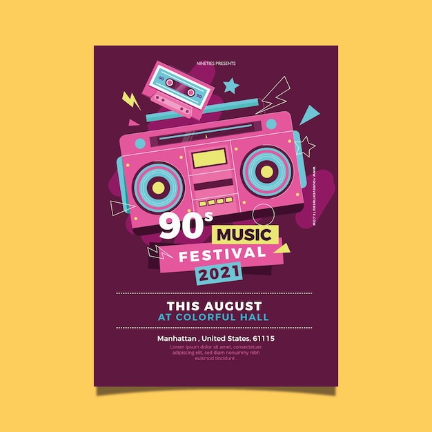 Vector 2021 cartel ilustrado del festival de música