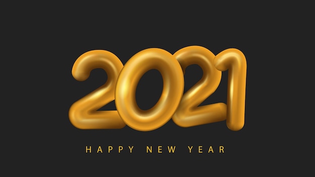 2021 feliz año nuevo 3d dorado