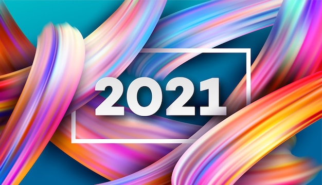 2021 Feliz año nuevo Fondo de flujo de color.